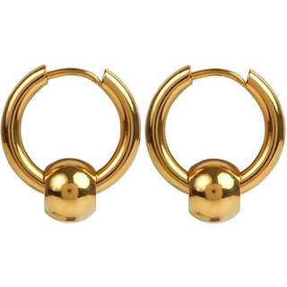                       Shiv Jagdamba Punk Ball Circle Ring Piercing Christmas Gift Gold Stainless Steel Hoop Earring                                              