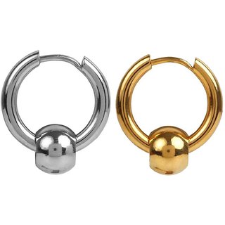                       Shiv Jagdamba Punk Ball Circle Ring Piercing Christmas Gift Gold Silver Stainless Steel Hoop Earring                                              