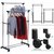 Rbshoppy Double-Pole Clothes Hanger, Garment Drying Rack With Rolling Wheels Steel Floor Cloth Dryer Stand (Steel) Ste