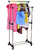 Rbshoppy Double-Pole Clothes Hanger, Garment Drying Rack With Rolling Wheels Steel Floor Cloth Dryer Stand (Steel) Ste