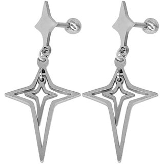                       Shiv Jagdamba Religious Jewelry Christmas Jesus Cross Silver Stainless Steel Stud Earring                                              
