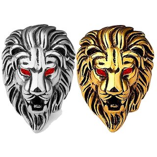                       Shiv Jagdamba Lion Head Ring Best Quality Stainless Steel Silver Gold Ring                                              