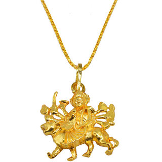                       Shiv Jagdamba Religious Jewelry Jai Ambe Durga Maa Locket With Chain                                              