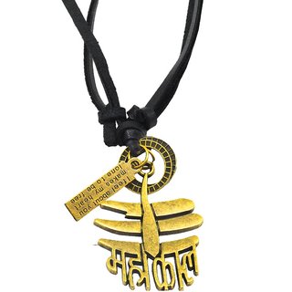                       Shiv Jagdamba Religious Jewelry Rock Shiv Mahadev Mahakal Locket With Adjustable Leather Chain                                              