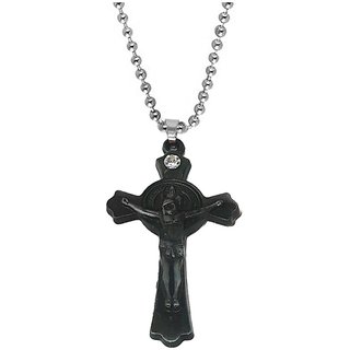                       Shiv Jagdamba Christams Gift Jesus Cross Christian Jewellery Grey Silver Metal Pendant Necklace                                              