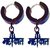 Shiv Jagdamba Trishul Mahakal Charm Drop Huggie Blue Stainless Steel Hoop Earring