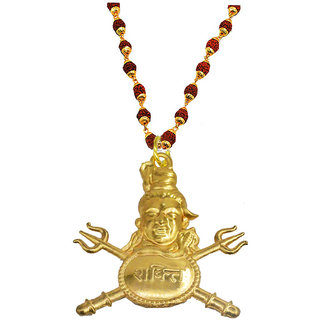                       Shiv Jagdamba Religious Jewellery Lord Shiv Shankar Trishul Locket With Rudraksha Mala                                              