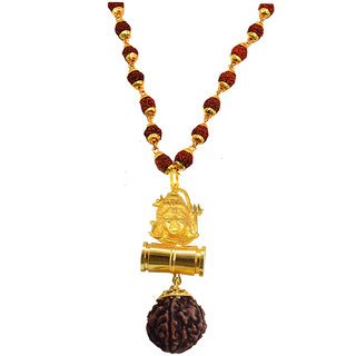                       Shiv Jagdamba Religious Jewelry Lord Shiv Shankar With Damaru & Rudraksha Mala Pendant Necklace                                              