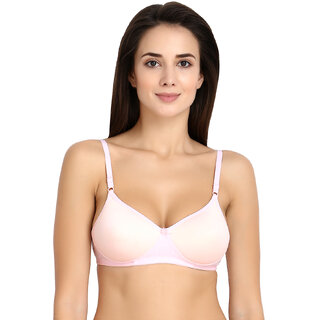                      Ksb Enterprises Soft Padded Non Wired Cotton Bra For Women's(Light Pink,30B)                                              