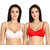 Ksb Enterprises Soft Padded Non Wired Cotton Bra For Women's Pack Of 2(Light PinkRed,30B)