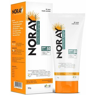 Noray Aquagel Broad Spectrum Sunscreen, Spf-50, Pa+++ With Anti Tan Effect - 50G.