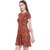 Rivi Women's Beautiful Geometrical Print Copper Brown Crepe Dress