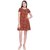 Rivi Women's Beautiful Geometrical Print Copper Brown Crepe Dress