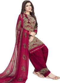 Women Shoppee Women's Grey, Pink Printed Salwar Suit Material