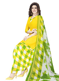 Women Shoppee Women's Yellow, Green Printed Salwar Suit Material
