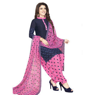 Women Shoppee Women's Blue, Pink Printed Salwar Suit Material