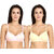 Ksb Enterprises Soft Padded Non Wired Cotton Bra For Women's Pack Of 2(Light YellowLight Pink,30B)