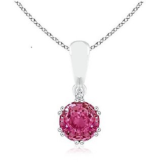                       CEYLONMINE sapphire locket/ pendant original stone pink sapphire 5.25ct lab certified gemstone pendant for women & girls                                              