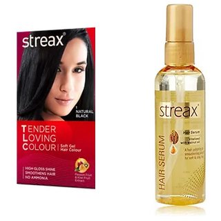 Buy Streax Cream Gel hair color Natural black and streax hair serum 45ml  combo Online @ ₹325 from ShopClues