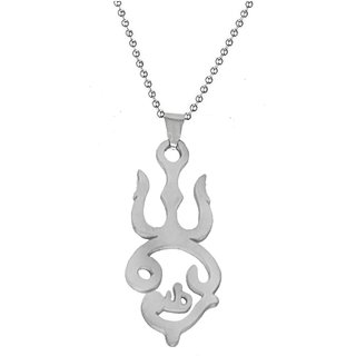                      Men Style South Indian Tamil Om Shiva Trishul Silver  Stainless Steel  Necklace Pendant                                              