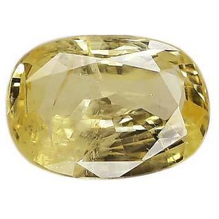                       Yellow Sapphire Stone Unheated Untreated Pushkar Gemstone 8.25 Ratti For U                                              