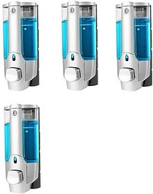 SKS - Clean Home Dispenser with Key Set of 4 pcs 400 ml Gel, Lotion, Soap, Conditioner, Shampoo Dispenser (Steel)