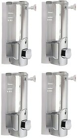 SKS - Clean Home Dispenser with Key Set of 4 pcs 500 ml Gel, Lotion, Soap, Conditioner, Shampoo Dispenser (Steel)