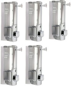 SKS - Clean Home Dispenser with Key Set of 5 pcs 500 ml Gel, Lotion, Soap, Conditioner, Shampoo Dispenser (Steel)