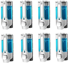 SKS - Clean Home Dispenser with Key Set of 8 pcs 400 ml Gel, Lotion, Soap, Conditioner, Shampoo Dispenser (Steel)