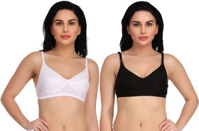 Empisto Branded White,Black Color Cotton Fabric Bra