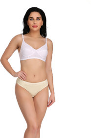 Empisto Branded White,Yellow Color Cotton Fabric Lingerie Set