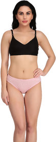 Empisto Branded Black,Pink Color Cotton Fabric Lingerie Set