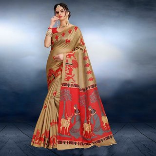                       Sharda Creation Animal Printed Saree With Blouse Piece                                              