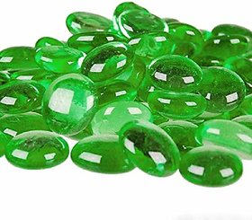 Fc Decorative Transparent Marbles Flat Type 200G - (3/4-Inch, Green)