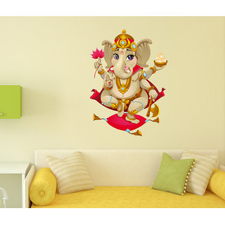                       Walltola Pvc Multicolor Wall Stickers Shree Ganesha Design For Diwali And Temple Decoration Vinyl1 Pc                                              