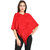 Buynewtrend Red Winterwear Women Ladies Girl Woolen Poncho