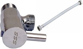 SKS - Angle Valve with 45.72 cm (18 inch) PVC connection Pipe (Material - Brass)