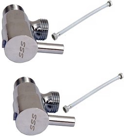 SKS - Angle Valve with 60.96 cm (24 inch) PVC connection Pipe  Flange Set of 2 pcs (Material - Brass)