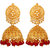 Goldnera Big Size Gold Jhumki Artificial Gold Jumki Red Crystal Ethnic Heavy 5 Cm Long Traditional Design Wedding Party Wear Gift For Women Girls Copper, Brass Jhumki Earring