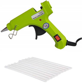 NBS Green Glue Gun 20W with 10 transparent glue stick 7mm with on/off button and light indicator