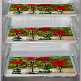 E-Retailer Waterproof PVC Floral Design Fridge Mat/Drawer Mat Set (Size: 11X17 inch, Set Content: Set of 3)