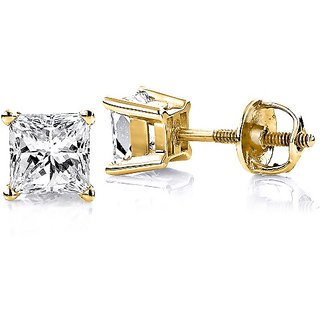                       Ceylonmine Diamond Stud Earrings Unheated & Astrological Gemstone Gold Plated(Panchdhatu) Earrings For Girls & Women                                              