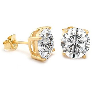 Ceylonmine- American Diamond Gold Plated Earrings Lab Certified & Effective Gemstone Stud Earrings For Women Ceylonmine- American Diamond Gold Plated Earrings Lab Certified & Effective Gemstone Stud Earrings For Women
