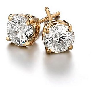                       Ceylonmine Diamond Stud Earrings Unheated & Astrological Gemstone Gold Plated(Panchdhatu) Earrings For Girls & Women                                              