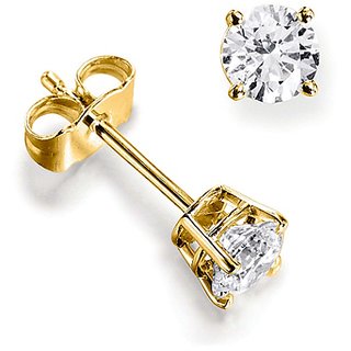                       Ceylonmine- American Diamond Gold Plated Earrings Lab Certified & Effective Gemstone Stud Earrings For Women                                              