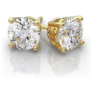                      Ceylonmine Diamond Stud Earrings Unheated  Astrological Gemstone Gold Plated(Panchdhatu) Earrings For Girls  Women                                              