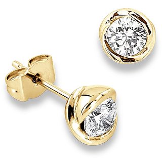 Ceylonmine Original American Diamond Gemstone Stud Gold Plated Earrings For Women & Girls Ceylonmine Original American Diamond Gemstone Stud Gold Plated Earrings For Women & Girls