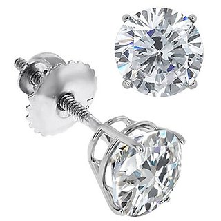 Ceylonmine- Natural Diamond Silver Plated Earring Lab Certified & Unheated Igi American Diamond Stone Earrings For Girls & Women Ceylonmine- Natural Diamond Silver Plated Earring Lab Certified & Unheated Igi American Diamond Stone Earrings For Girls & Women