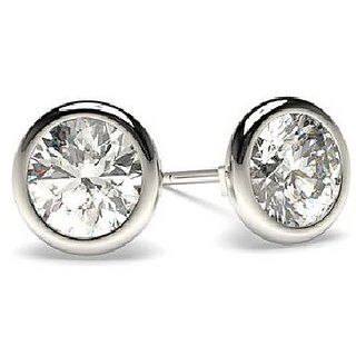                       Ceylonmine Diamond Stud Silver Earrings Lab Certified  Effective Stone American Diamond Stylish Silver Earrings                                              