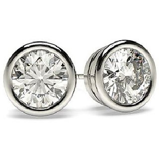                       Ceylonmine 92.5 Sterling Silver Earrings Unheated & Lab Certified American Diamond Stud Earrings                                              